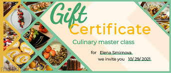 cooking class certificate